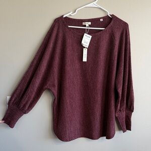 Max Studio Burgundy Crew Neck Sweater